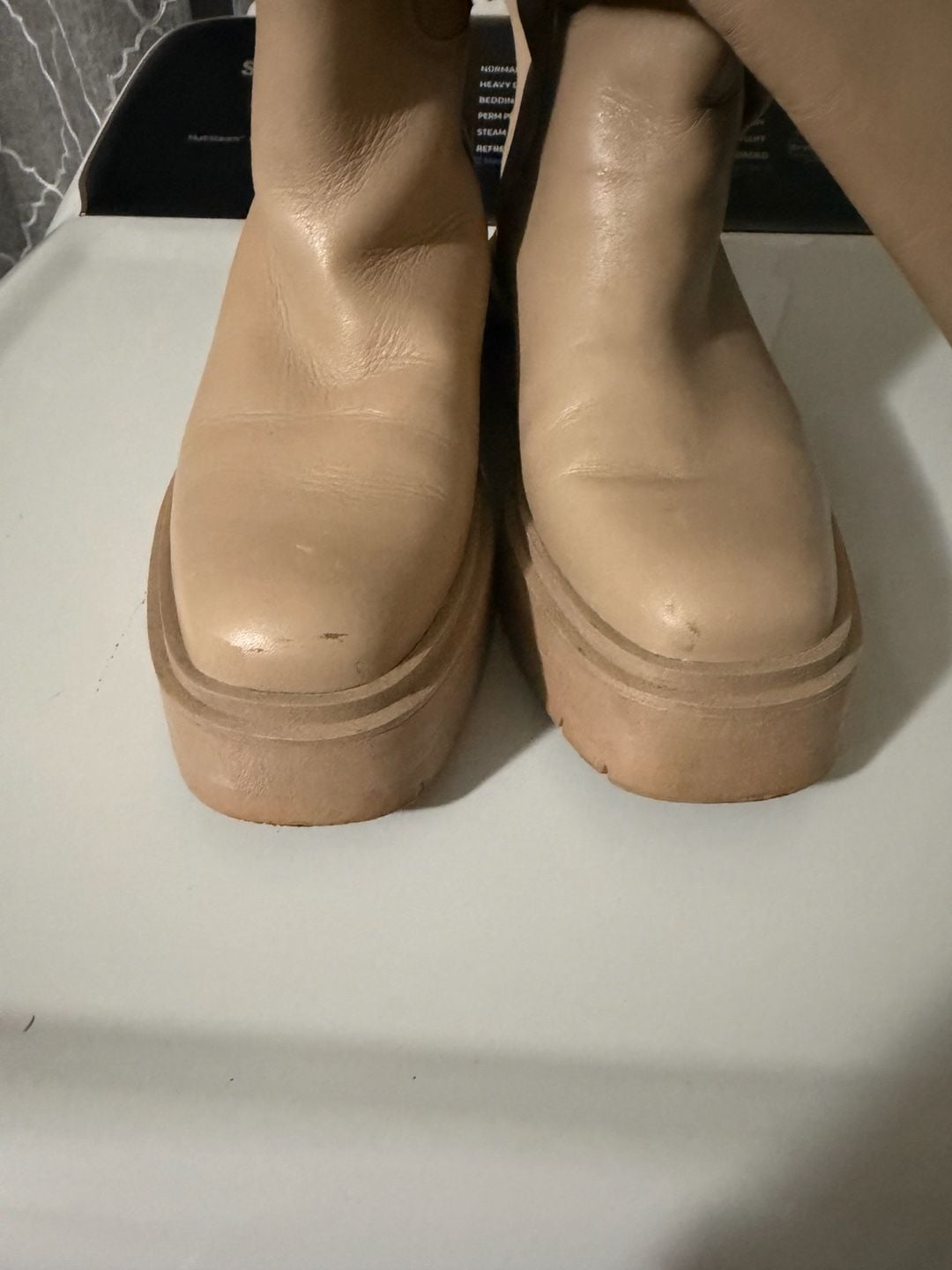 Sam Edelman Larina Tan Leather Tall Platform Boots Size 8.5 — image 4 of 5